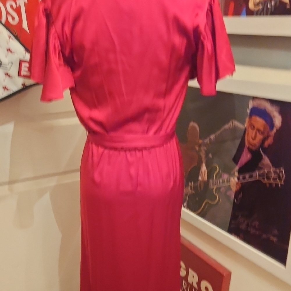 Nicole Miller Red Wrap-Front Maxi Dress with Ruffled Skirt - Picture 7 of 10